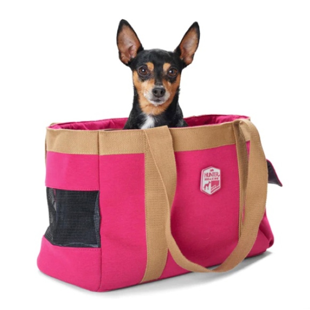 Small Dog Carrier in Hot Pink with Tan Straps, Hunter Perth, Made in Germany
